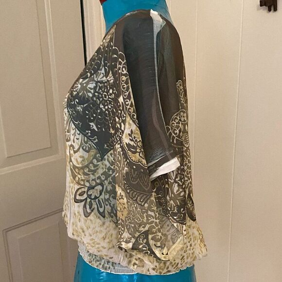 Studio Y Boho Oversize Elastic Waist Short Sleeve Women Top Size M - Picture 4 of 7